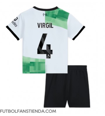 Liverpool Virgil van Dijk #4 Segunda Equipación Niños 2023-24 Manga Corta (+ Pantalones cortos)